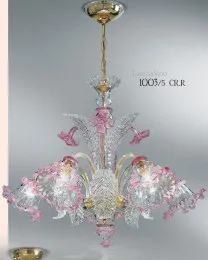 Lampadario in cristallo con decoro rubino
