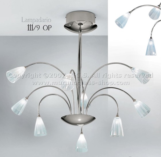 Lampadari serie 111, Lampadario metallo con opalino